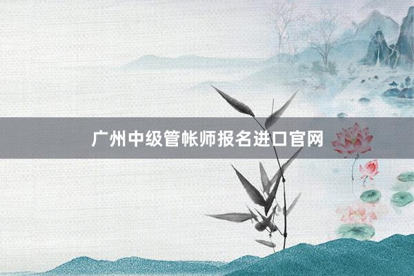 广州中级管帐师报名进口官网