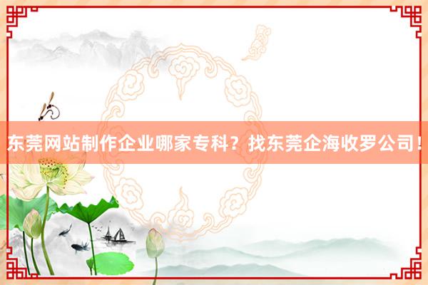 东莞网站制作企业哪家专科？找东莞企海收罗公司！