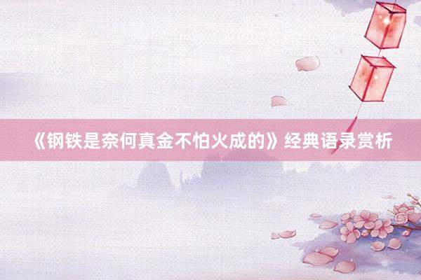 《钢铁是奈何真金不怕火成的》经典语录赏析